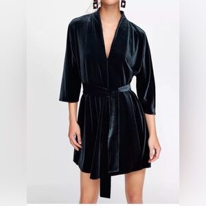 ZARA Dark Green Velvet Mini Dress NWT